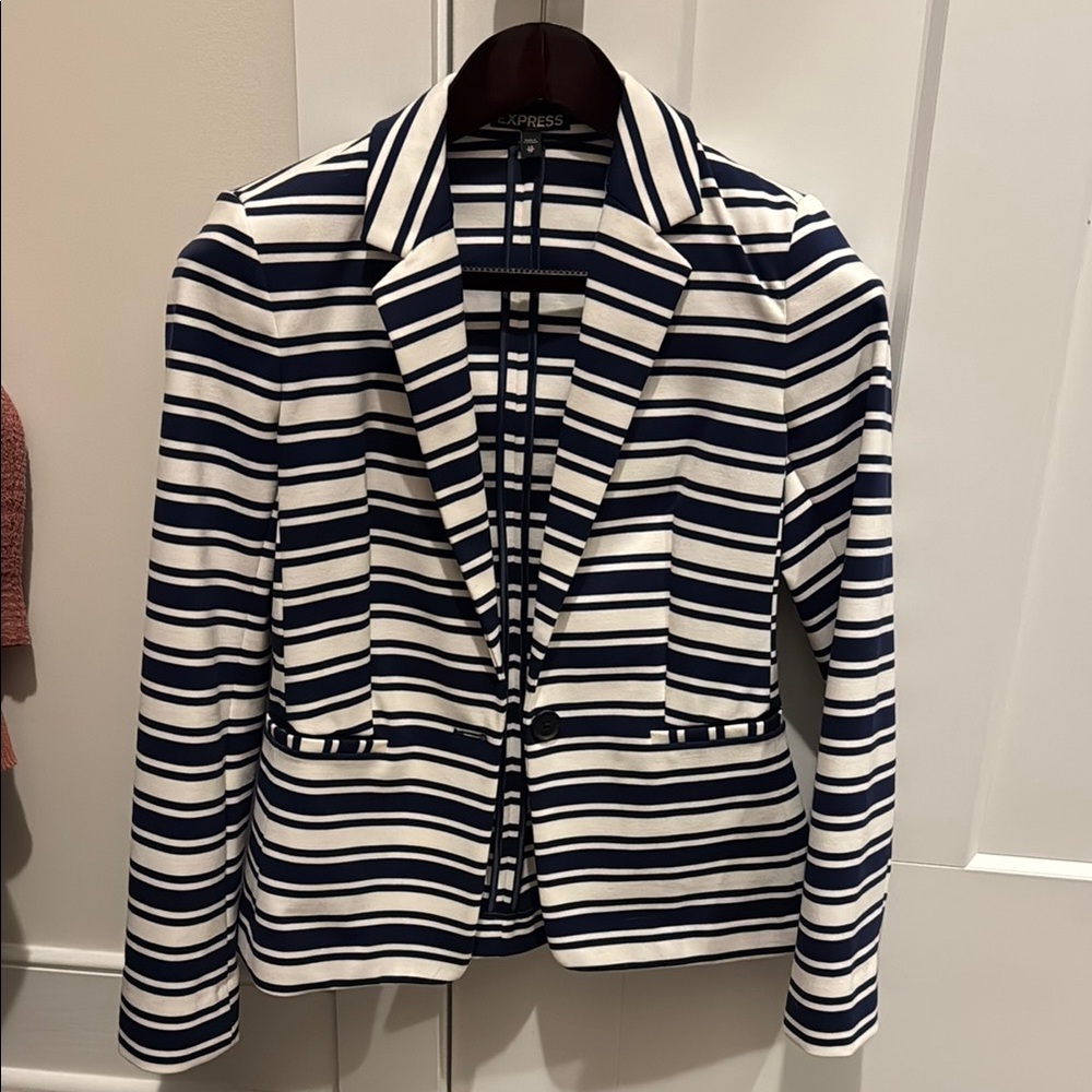 Express Blue Blazer with Horizontal Stripes